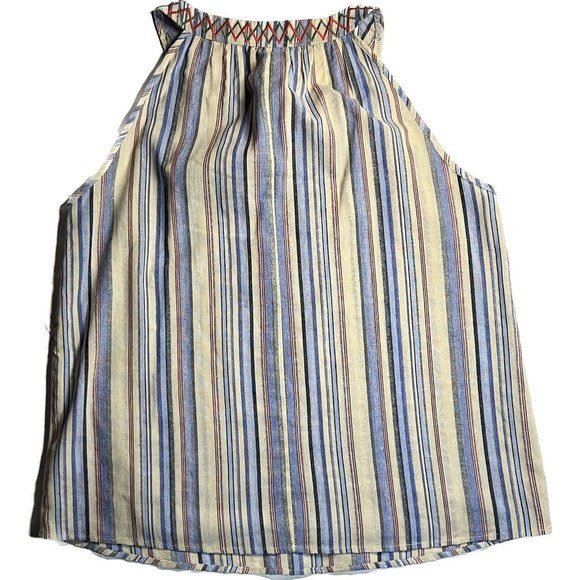 L Love Boutique Striped Colorful Embroidered Sleeveless Halter Tank Womans Sz M - Picture 5 of 5